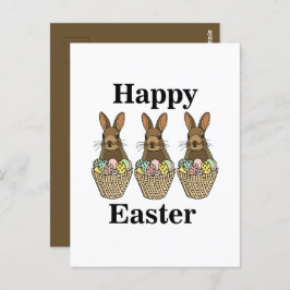 Happy Easter Eggs Basket Bunny Happy Oaster Postkarte