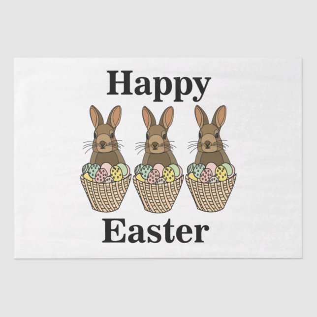 Happy Easter Eggs Basket Bunny Happy Oaster Seidenpapier (Vorderseite)