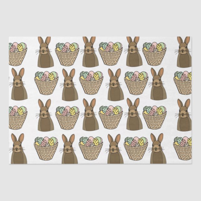 Happy Easter Eggs Basket Bunny Happy Oaster Seidenpapier (Vorderseite)