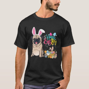 Happy Easter Eggs Bunny Dog Mops Boys Girls T-Shirt