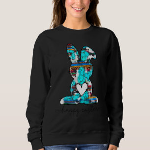 Happy Easter Eggs Bunny Western Country Leopard Co Sweatshirt