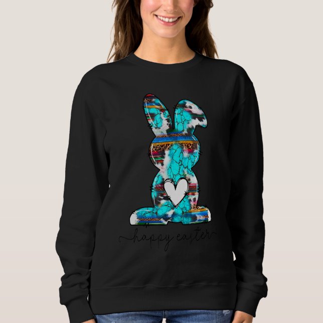 Happy Easter Eggs Bunny Western Country Leopard Co Sweatshirt (Vorderseite)
