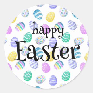 Happy Easter Eggs Colorful Pattern Runder Aufkleber