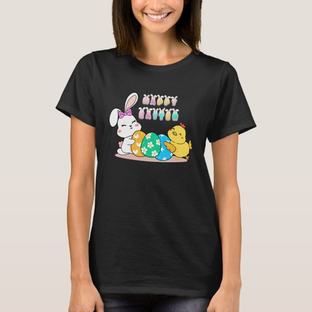 happy easter eggs egg bunny chick T-Shirt (Vorderseite)