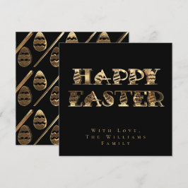 Happy Easter Eggs Elegant Black and Gold Easter Feiertagskarte