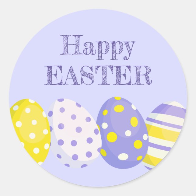 Happy Easter Eggs Purple Background Runder Aufkleber (Vorderseite)