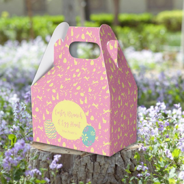 Happy Easter Eizy Jagd Rosa Hand gezeichnet Geschenkschachtel (Happy Easter egg hunt pink hand draw Favor Boxes
)