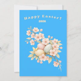 Happy Easter Elegant Floral Cherry Blossom Pastel  Feiertagskarte