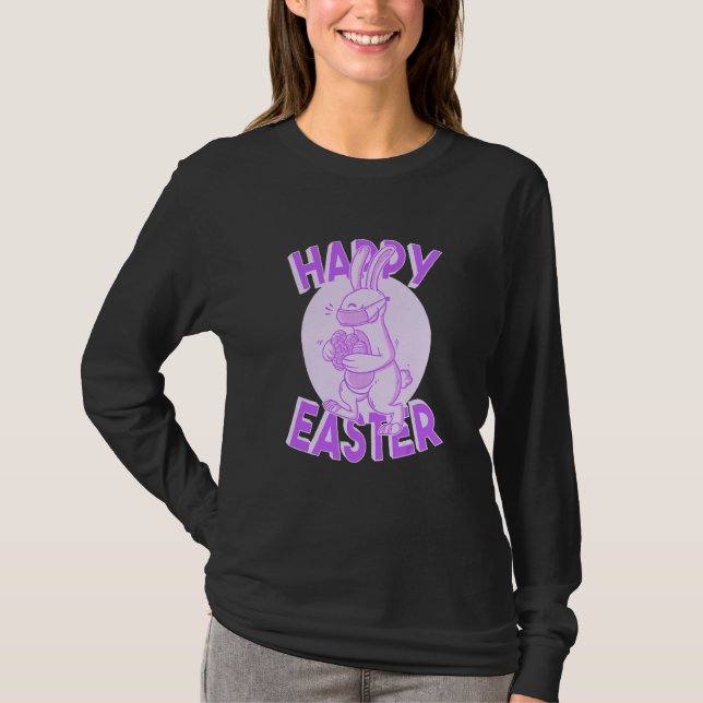 Happy Easter Face Mask Bunny Pastel Lila T-Shirt (Vorderseite)