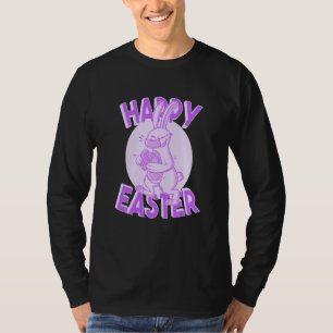 Happy Easter Face Mask Bunny Pastel Lila T-Shirt