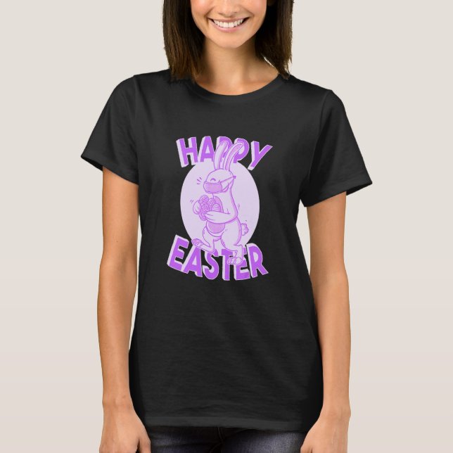 Happy Easter Face Mask Bunny Pastel Lila T-Shirt (Vorderseite)