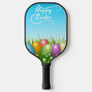 "HAPPY EASTER" - FARBHAFTE OSTEREIER PICKLEBALL SCHLÄGER