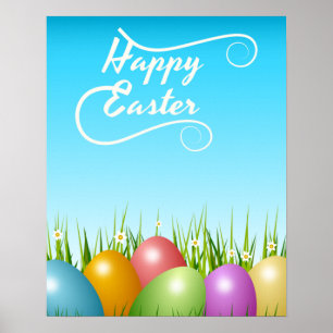 "HAPPY EASTER" - FARBHAFTE OSTEREIER POSTER
