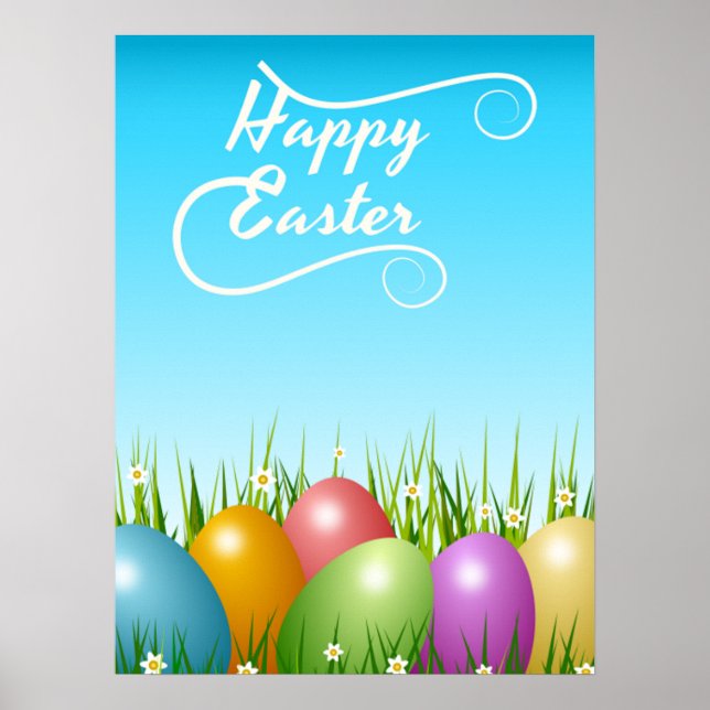 "HAPPY EASTER" - FARBHAFTE OSTEREIER POSTER (Vorne)