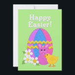 Happy Easter Felt Look Easter Egg Bunny Chick Feiertagskarte<br><div class="desc">Felt look effects and stitching,  how adorable can an Easter greeting card be? You can easily change the text on back,  try it! Also,  you can change the background color on the back side of this card. Art by Cherie's Art</div>
