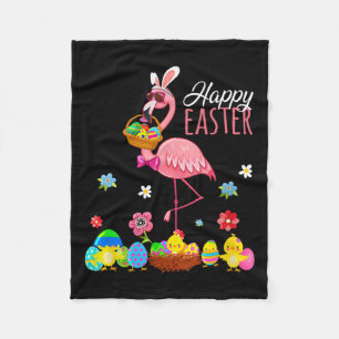 Happy Easter Flamingo mit Ostereier Bysket Hunti Fleecedecke