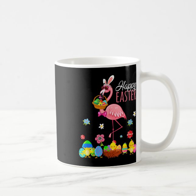 Happy Easter Flamingo mit Ostereier Bysket Hunti Kaffeetasse (Rechts)