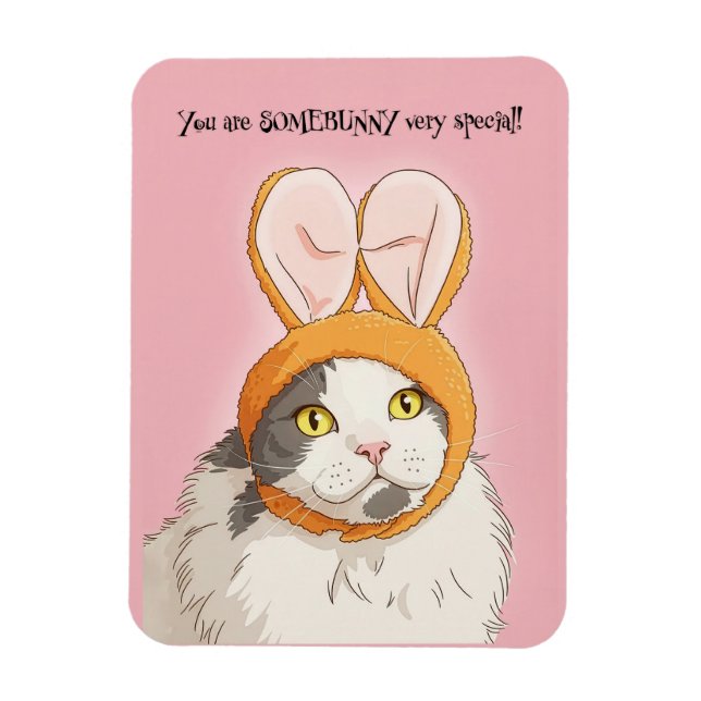 Happy Easter For Anyone Cute Cat in Bunny Ears Magnet (Vertikal)