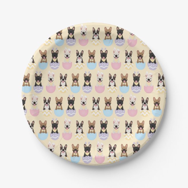 Happy Easter French Bulldog Pattern Pappteller (Vorderseite)