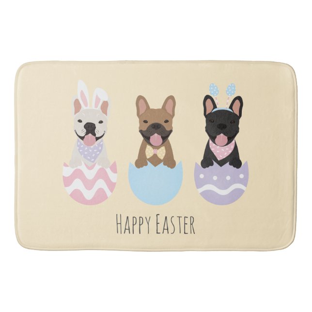 Happy Easter French Bulldogs Badematte (Vorderseite)