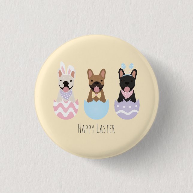 Happy Easter French Bulldogs Button (Vorderseite)