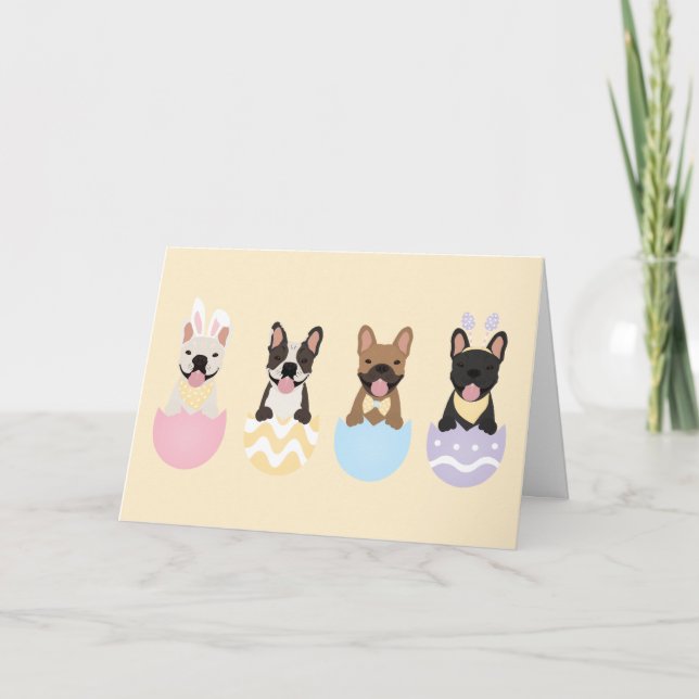Happy Easter French Bulldogs Feiertagskarte (Vorderseite)