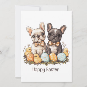 Happy Easter French Bulldogs Feiertagskarte