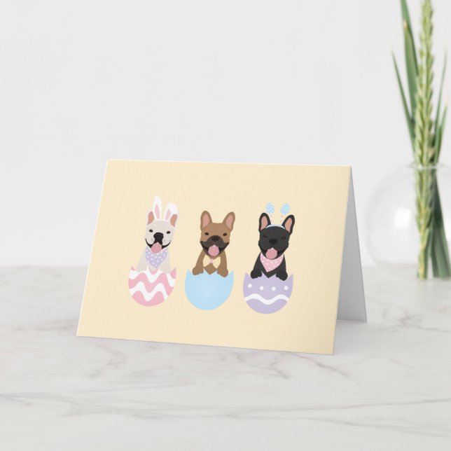 Happy Easter French Bulldogs Feiertagskarte (Vorderseite)
