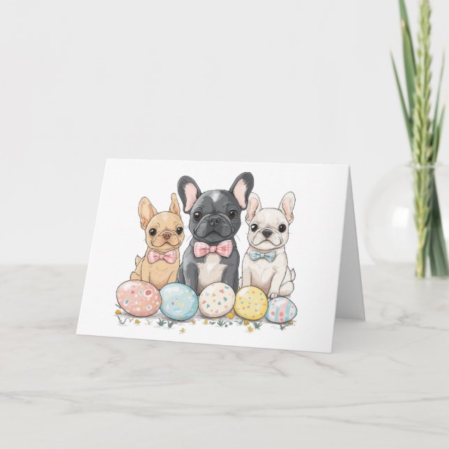 Happy Easter French Bulldogs Feiertagskarte (Vorderseite)