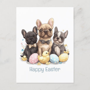 Happy Easter French Bulldogs Feiertagspostkarte