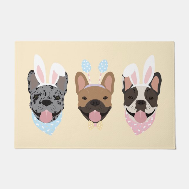 Happy Easter French Bulldogs Fußmatte (Vorderseite)