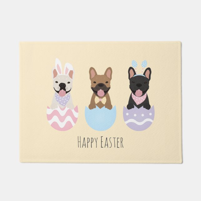 Happy Easter French Bulldogs Fußmatte (Vorderseite)