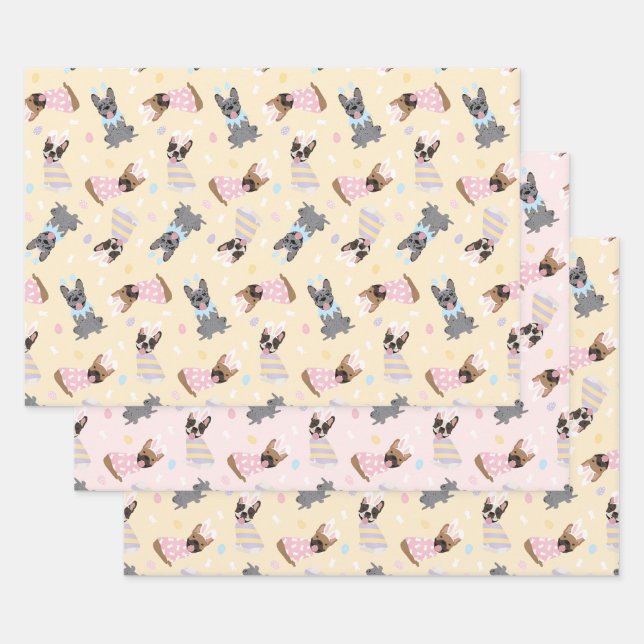 Happy Easter French Bulldogs Geschenkpapier Set (Set)