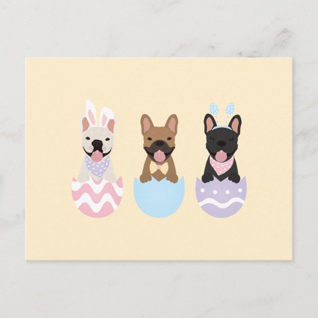 Happy Easter French Bulldogs Postkarte (Vorderseite)