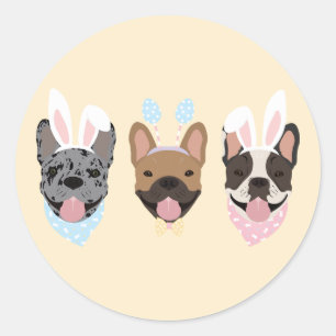 Happy Easter French Bulldogs Runder Aufkleber