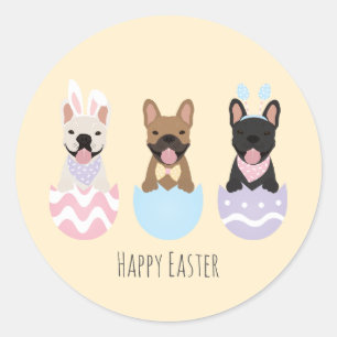 Happy Easter French Bulldogs Runder Aufkleber