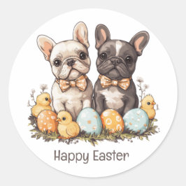 Happy Easter French Bulldogs Runder Aufkleber