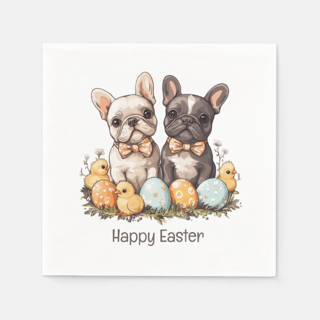 Happy Easter French Bulldogs Serviette (Vorderseite)