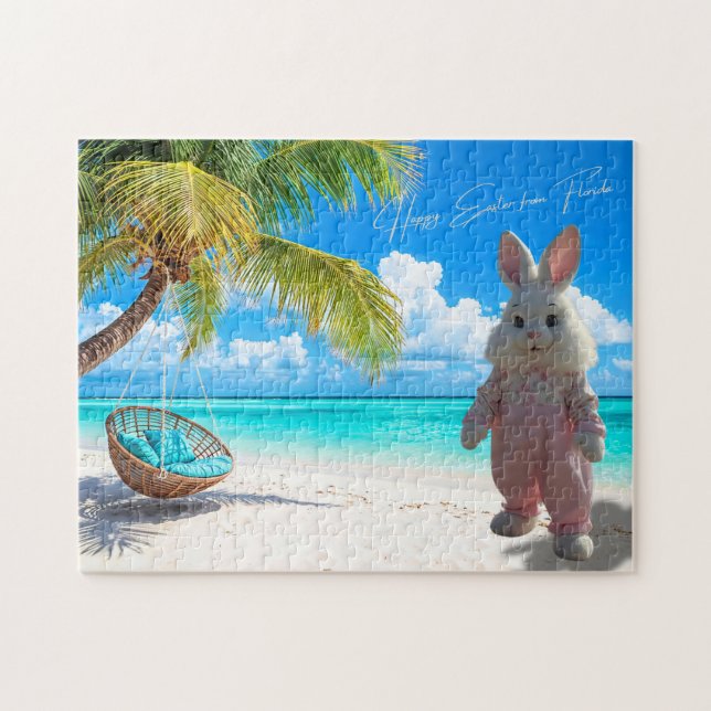 Happy Easter from Florida Beach with Easter Bunny Puzzle (Horizontal)
