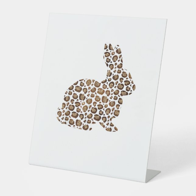 Happy Easter Geschenk Leopard Print Pattern Bunny  Sockelschild (Vorderseite)