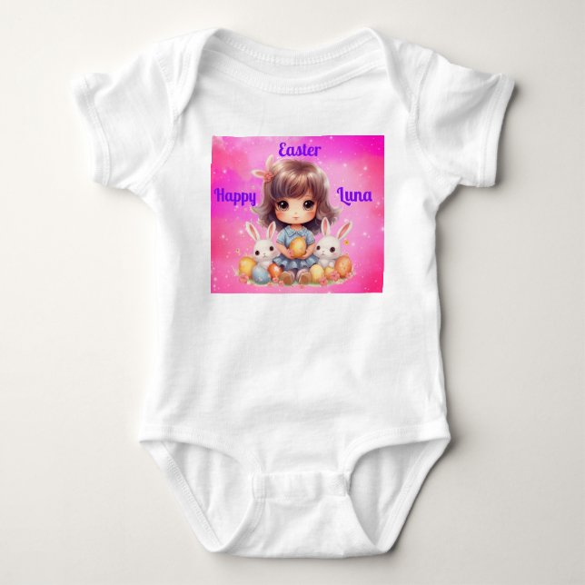Happy Easter Girls Baby Bodysuit Strampler (Vorderseite)