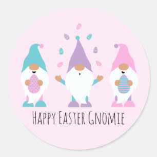 Happy Easter Gnomie Juggling Ostereier Runder Aufkleber