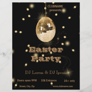 Happy Easter Gold Disco Ball Flyer