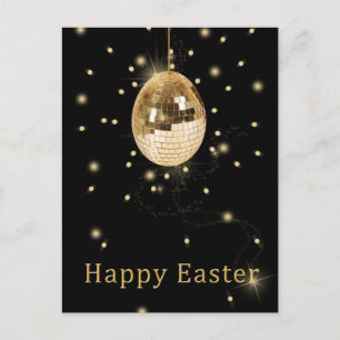 Happy Easter Gold Disco Ball Holiday Postkarte