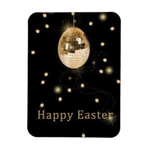 Happy Easter Gold Disco Ball Magnet