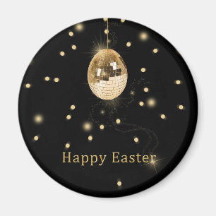 Happy Easter Gold Disco Ball Magnet