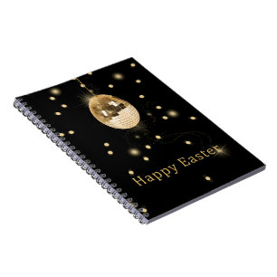 Happy Easter Gold Disco Ball Notizblock