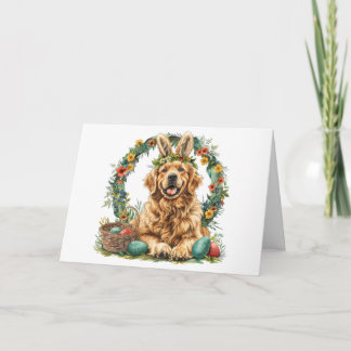 Happy Easter Golden Retriever Dog Bunny Ears Karte