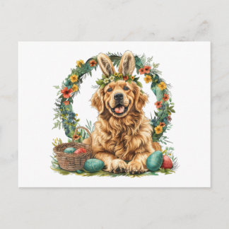 Happy Easter Golden Retriever Dog Bunny Ears Postkarte