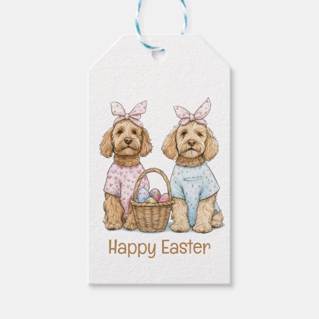 Happy Easter Goldendoodle Dogs Geschenkanhänger (Vorderseite)